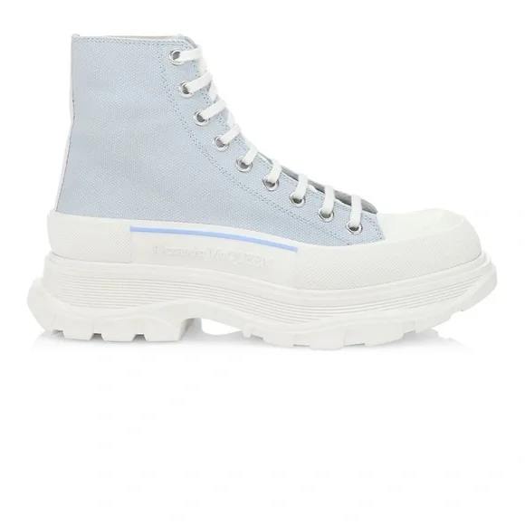 Alexander McQueen men size 9 (42) $550 Alexander McQueen Sneakers Men Leather White/Burgundy | B  main image 3